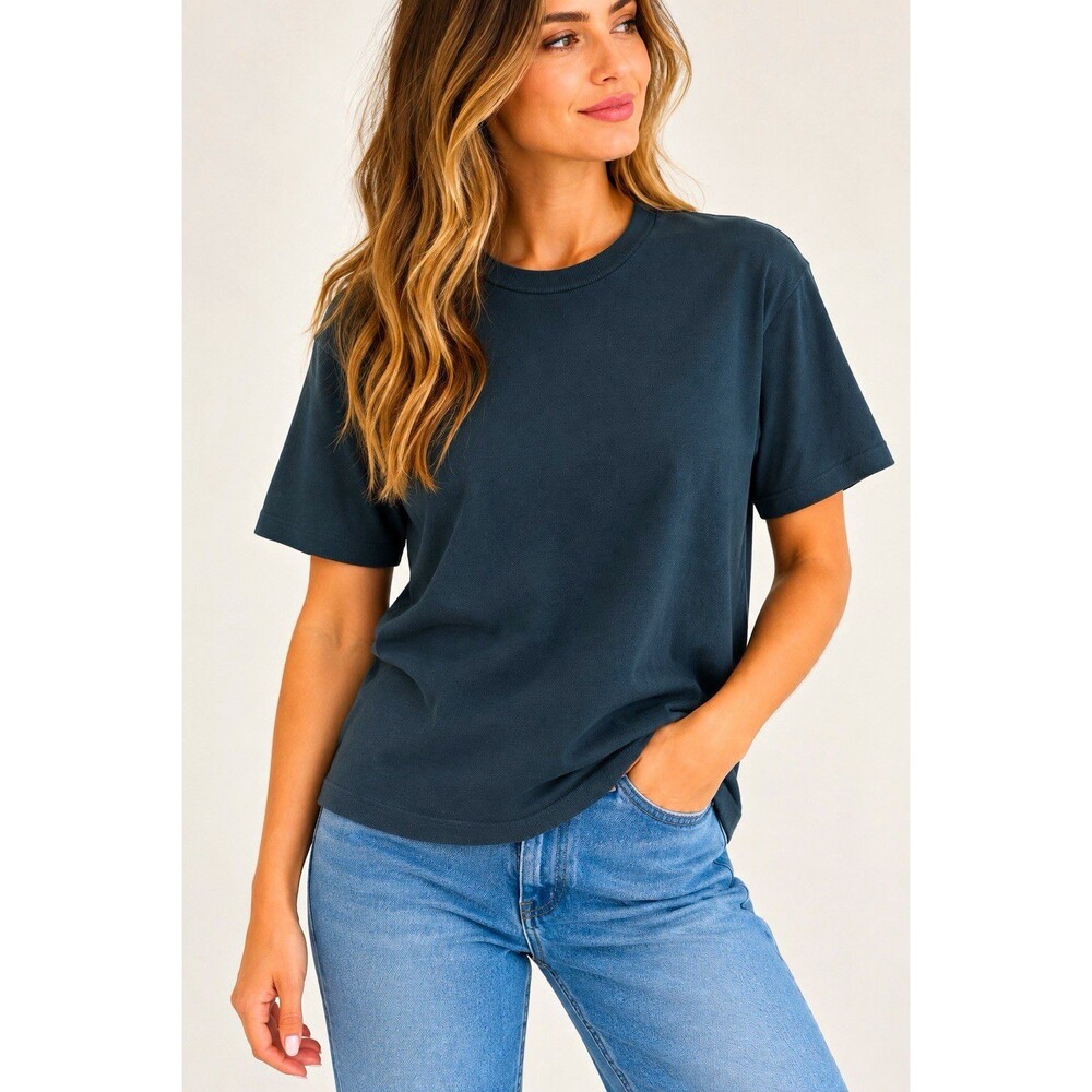 Zara Women’s M Dark Teal Crewneck T-Shirt Relaxed Oversized Minimalist Basic